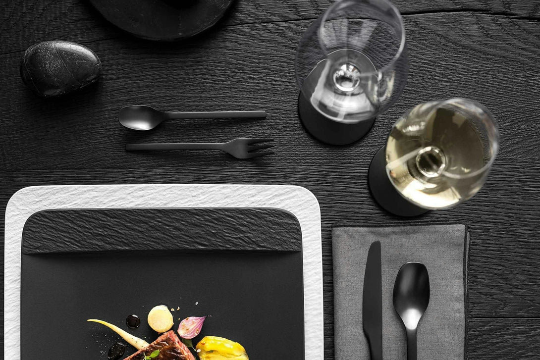 Casa Felice Noir Blanc Rectangular Serving Plate 12"  - Italian - designed hand - painted porcelain plate | Casa Felice Casa Felice